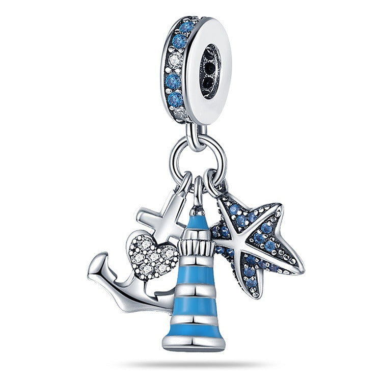Ocean Blue Dolphin and Seahorse Pendant DIY Accessories