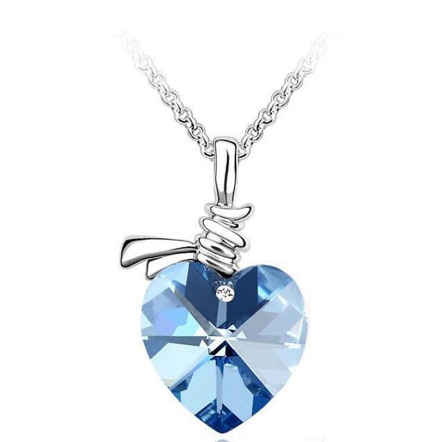 Crystal Heart Necklace - Ocean Heart Design