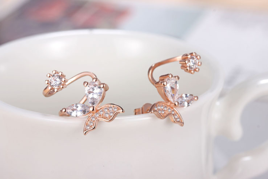 Butterfly Rhinestone Ear Clips (Earrings)