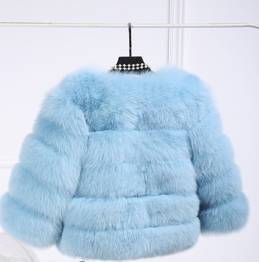 Faux Fur Slim Fit Short Fox Fur Jacket