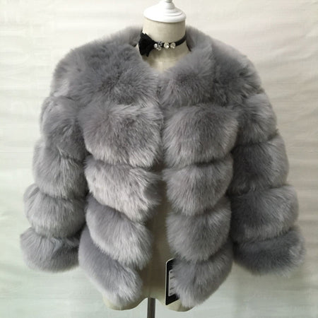 Faux Fur Slim Fit Short Fox Fur Jacket