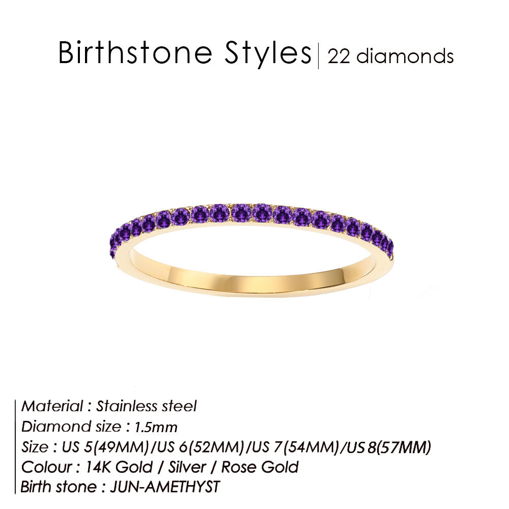 Colorful Rhinestone Stainless Steel Ring