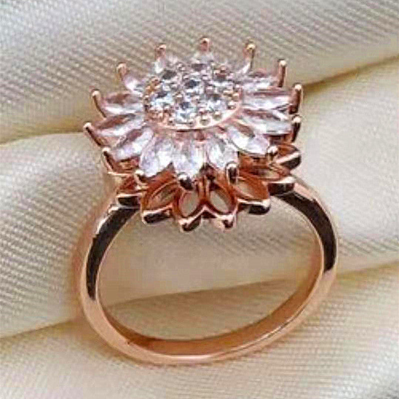 Rotating Full Diamond Sunflower Ring