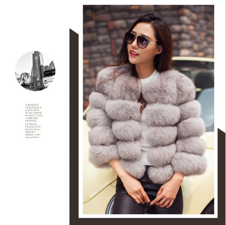Faux Fur Slim Fit Short Fox Fur Jacket