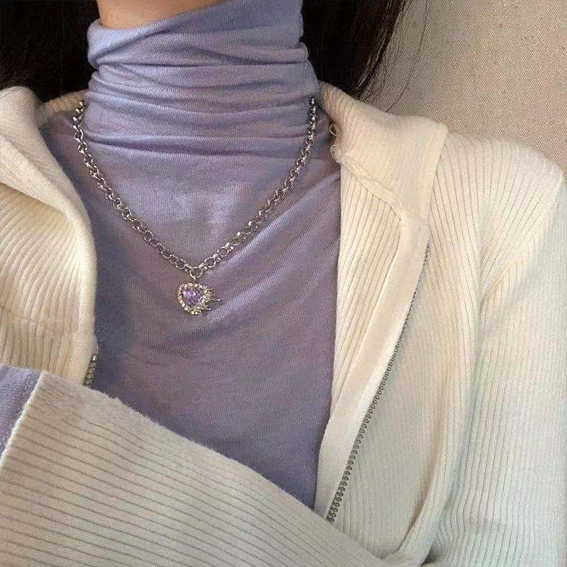 High-Quality Pink Cherry Pearl Stitch Clavicle Chain