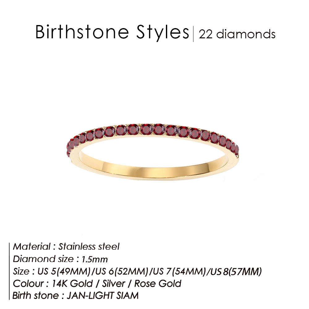Colorful Rhinestone Stainless Steel Ring