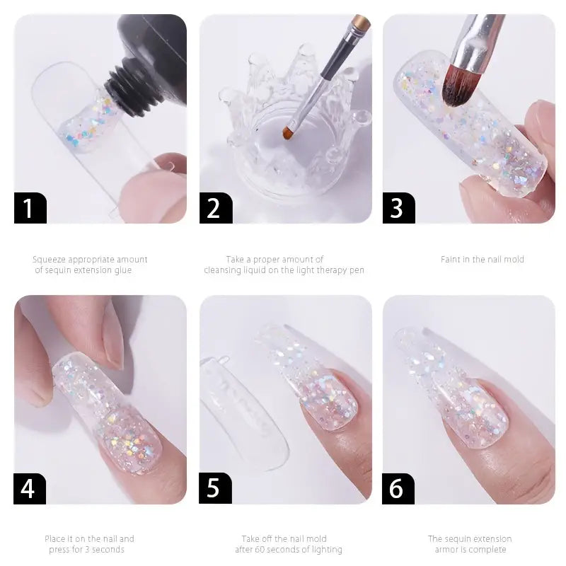 Glitter Builder Gel for Nails - Quick UV Extension Set
