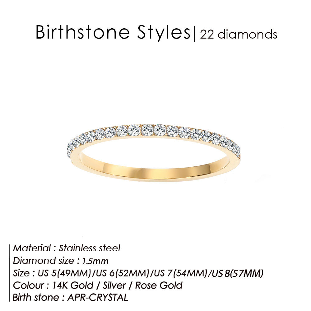 Colorful Rhinestone Stainless Steel Ring