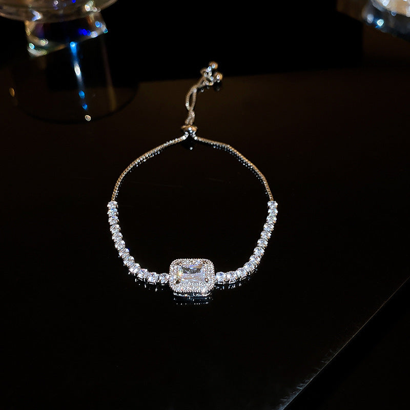 Zircon Inlaid Bracelet with Emerald Green Sparkle