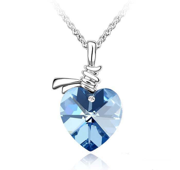 Crystal Heart Necklace - Ocean Heart Design