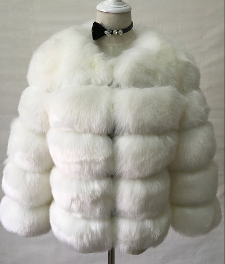 Faux Fur Slim Fit Short Fox Fur Jacket