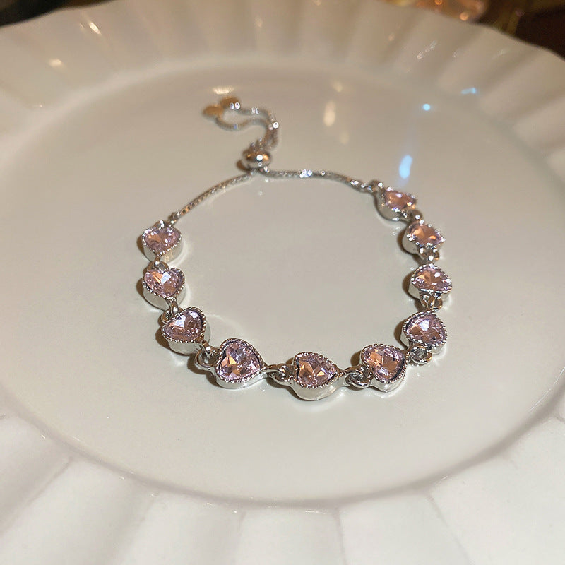 Zircon Inlaid Bracelet with Emerald Green Sparkle