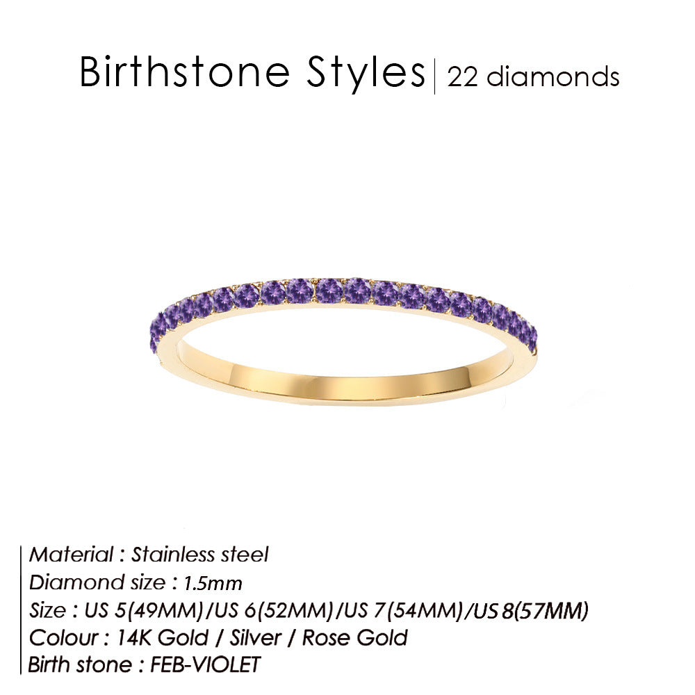 Colorful Rhinestone Stainless Steel Ring