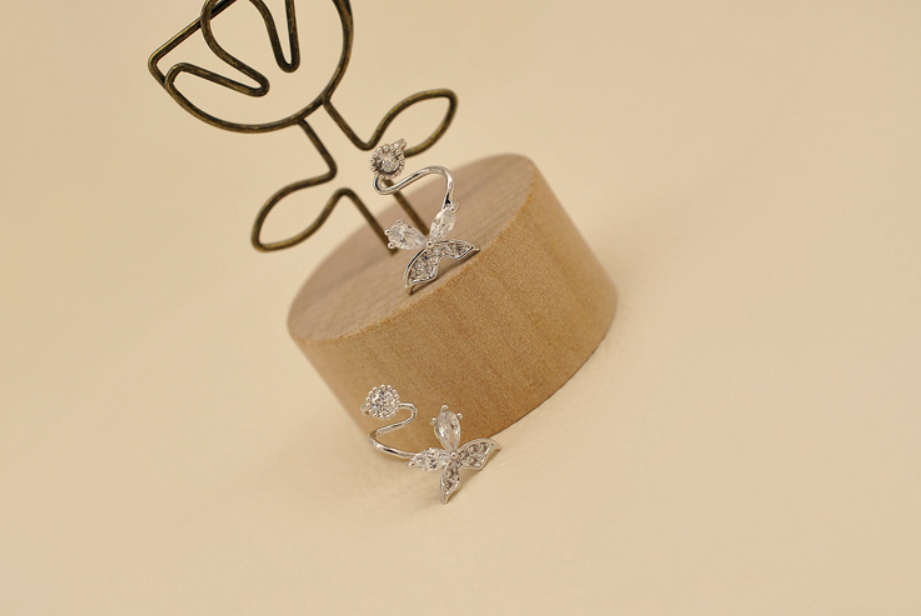 Butterfly Rhinestone Ear Clips (Earrings)