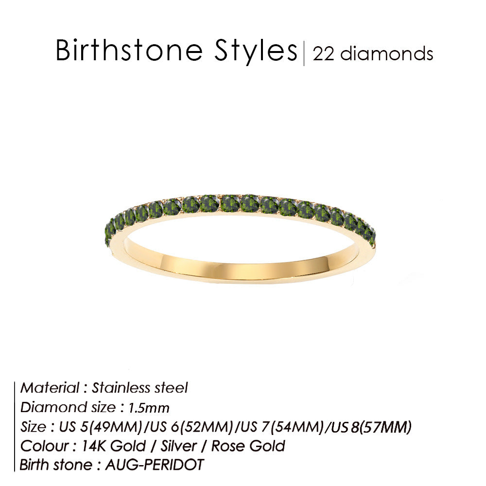 Colorful Rhinestone Stainless Steel Ring