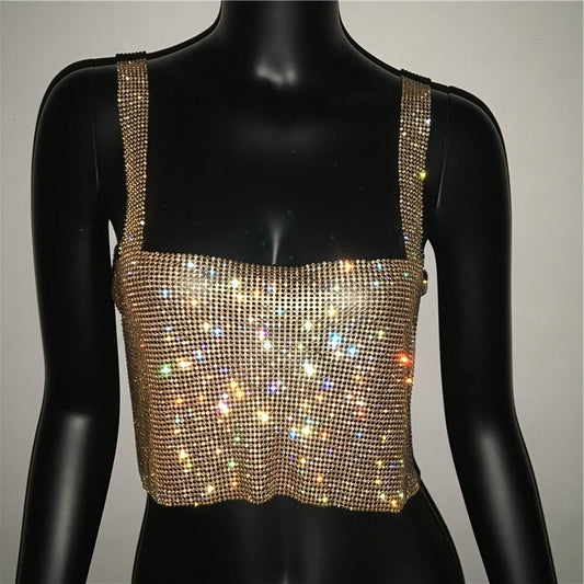 Bling Rhinestones Crop Top with Full Sequins Design