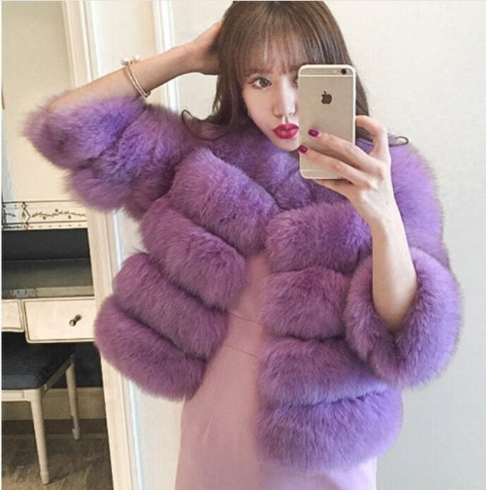 Faux Fur Slim Fit Short Fox Fur Jacket