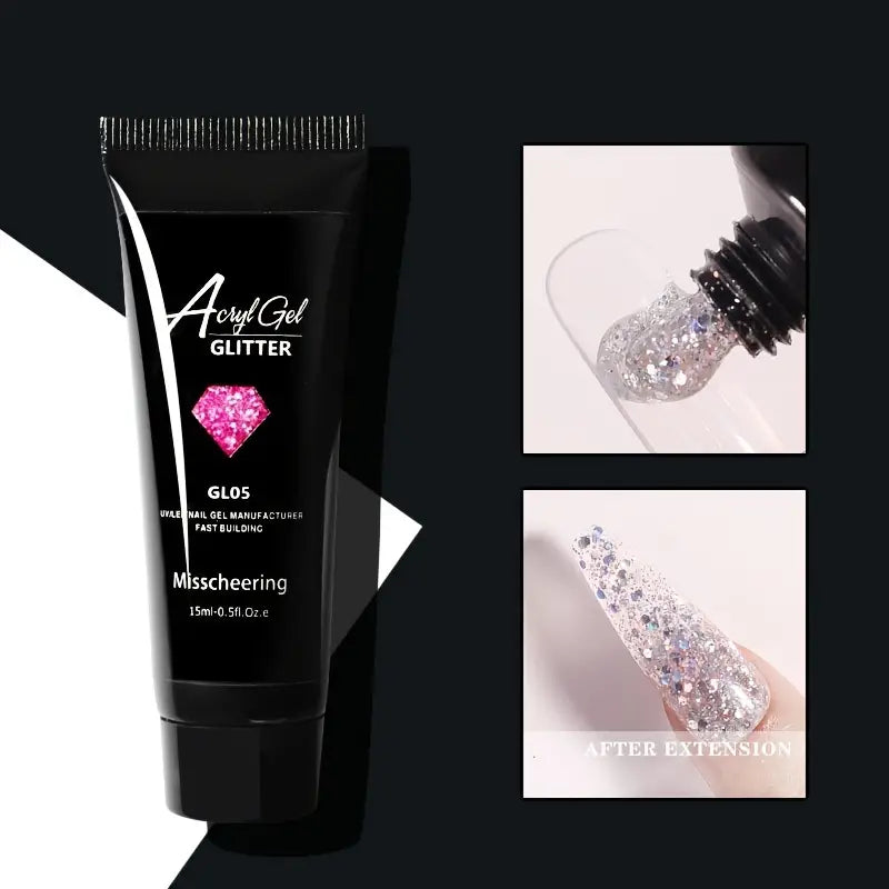 Glitter Builder Gel for Nails - Quick UV Extension Set
