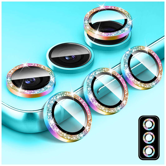 Kucheed Bling Camera Lens Protector for Samsung Galaxy S24 Plus Tempered Glass Camera Cover Screen Protector Glitter Automatic Alignment Individual Metal Rings Film Stickers