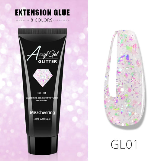Glitter Builder Gel for Nails - Quick UV Extension Set