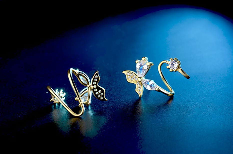 Butterfly Rhinestone Ear Clips (Earrings)
