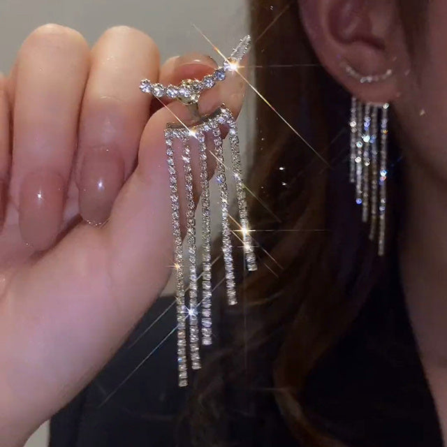 Luxury Oversized Butterfly Rhinestone Drop Earrings
