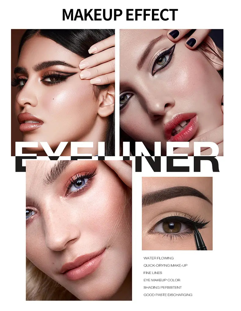 Black Liquid Eyeliner Pen with Rhinestones - Long Wear