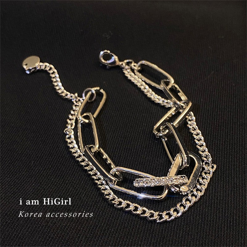 Zircon Inlaid Bracelet with Emerald Green Sparkle