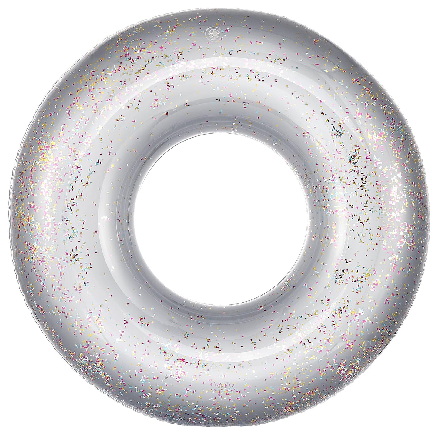 MoKo Swim Rings with Glitter 90cm Diameter Inflatable Pool Float Swimming Pool Float Tube Round Shaped Swimming Tube Water Fun Beach Pool Toys for Summer Party for Kids Adults Silver